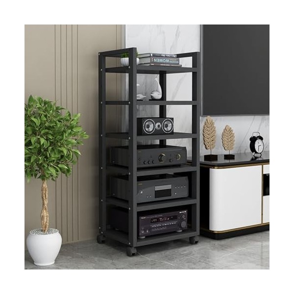 Étagères De Rangement Multimédia, Meuble Multimédia Audio-vidéo À 5/6 Niveaux avec Étagère en Bois Réglable en Hauteur Et Rou