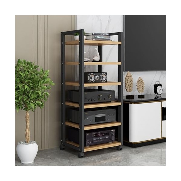 Étagères De Rangement Multimédia, Meuble Multimédia Audio-vidéo À 5/6 Niveaux avec Étagère en Bois Réglable en Hauteur Et Rou