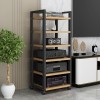 Étagères De Rangement Multimédia, Meuble Multimédia Audio-vidéo À 5/6 Niveaux avec Étagère en Bois Réglable en Hauteur Et Rou