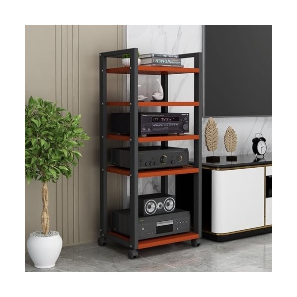 Étagères De Rangement Multimédia, Meuble Multimédia Audio-vidéo À 5/6 Niveaux avec Étagère en Bois Réglable en Hauteur Et Rou