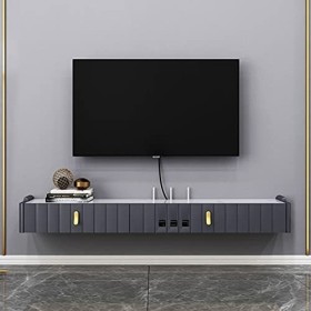 Meuble TV Flottant Étagère TV Murale Centre De Divertissement Console Média en Bois Meuble De Rangement Suspendu Composant TV