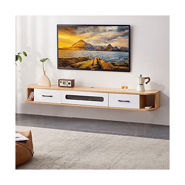 Meuble Tv Mural 120/140Cm Meuble Tv Flottant, Étagère De Rangement Multimédia Pour Meuble Tv Fixé Au Mur, Centre De Divertiss
