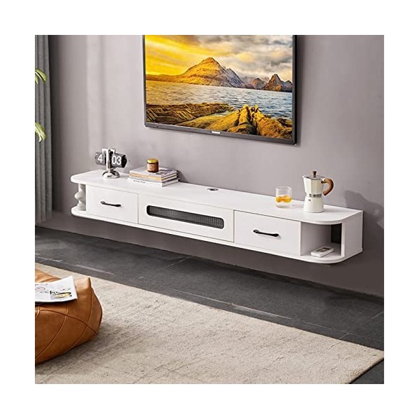 Meuble Tv Mural 120/140Cm Meuble Tv Flottant, Étagère De Rangement Multimédia Pour Meuble Tv Fixé Au Mur, Centre De Divertiss