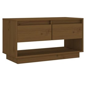 Meuble TV Marron Miel 74x34x40 cm Bois de pin Massif - Meuble télé, Meuble TV Industriel, Meuble Chambre, Convient pour Salon