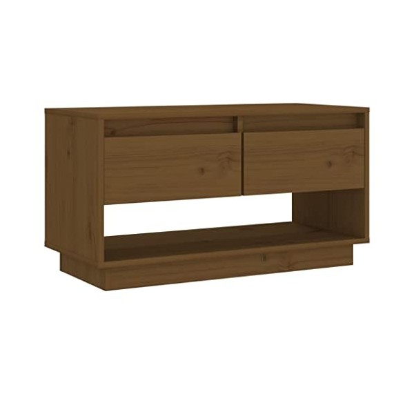 Meuble TV Marron Miel 74x34x40 cm Bois de pin Massif - Meuble télé, Meuble TV Industriel, Meuble Chambre, Convient pour Salon