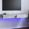 Meuble TV avec lumières LED Gris béton 120x35x15,5 cm - Meuble Chambre, Support Télé pour Salon Salle à Manger Chambre, Style