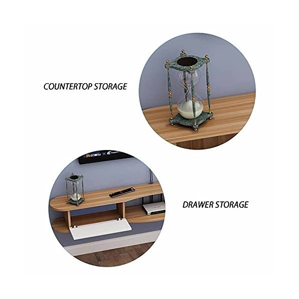 StrOux Meuble TV Flottant Meuble TV Mural, Console TV Suspendue, Meuble TV Flottant Meuble de Rangement Multimédia en Bois po