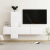 ECLAY Meuble TV 3 pièces en bois blanc brillant pour centres de divertissement et meubles TV