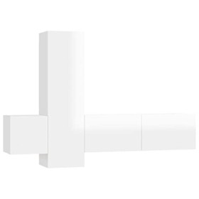 ECLAY Meuble TV 3 pièces en bois blanc brillant pour centres de divertissement et meubles TV