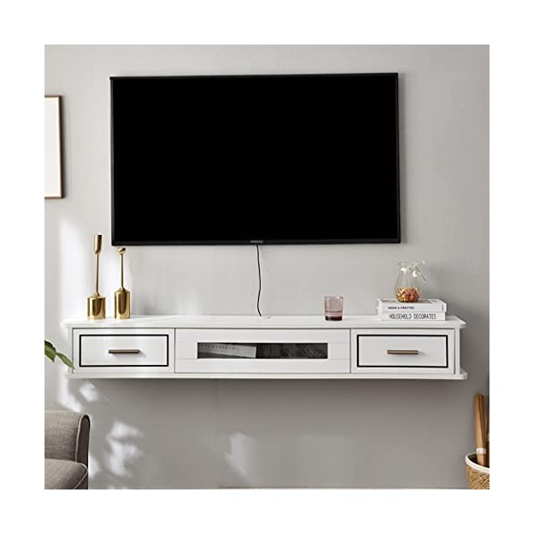 Meuble TV Flottant Meuble TV Suspendu Meuble TV Suspendu Étagère Murale en Bois pour Composants de Jeu Stockage multimédia Co