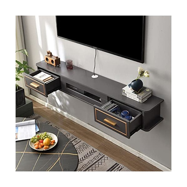 Meuble TV Flottant Meuble TV Suspendu Meuble TV Suspendu Étagère Murale en Bois pour Composants de Jeu Stockage multimédia Co