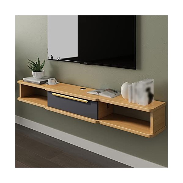 StrOux Meuble TV Flottant Meuble TV Flottant, Meuble TV Mural à Deux Couches avec Trous de Fil, pour étagère de Cuisine Armoi