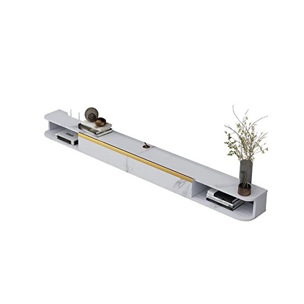 StrOux Meuble TV Flottant Meuble TV, Routeurs Projecteurs Consoles de Jeux Meuble TV Mural avec Trous de câble, Convient pour