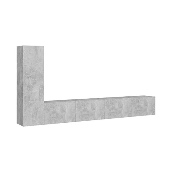 Meuble TV 3 pièces en bois gris béton