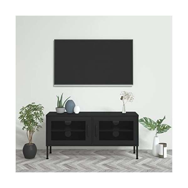 TALCUS Home Hardware Businese Meuble TV en acier Noir 105 x 35 x 50 cm