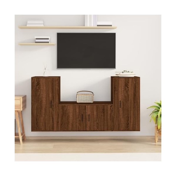TALCUS Home Hardware Businese Meuble TV 3 pièces Chêne Marron