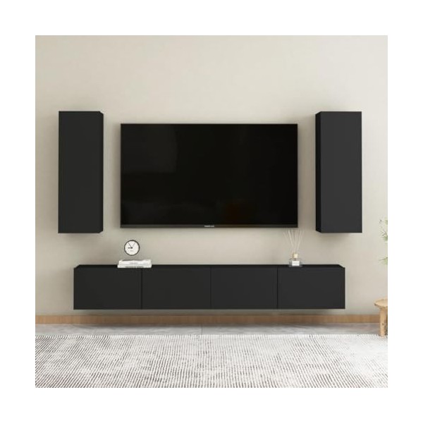 Home Hardware Businese Meuble TV 4 pièces en bois Noir