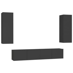 Home Hardware Businese Meuble TV 4 pièces en bois Noir