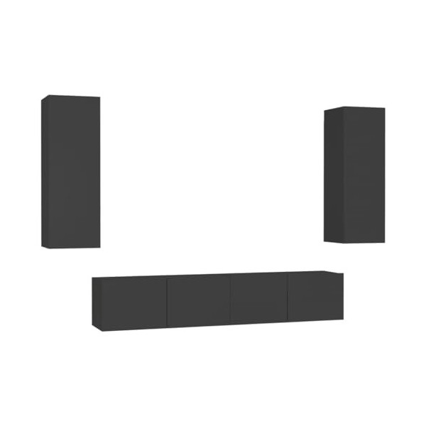 Home Hardware Businese Meuble TV 4 pièces en bois Noir