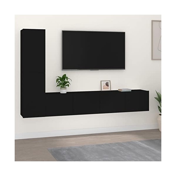 MATTUI Home Hardware Businese Meuble TV 4 pièces en bois Noir