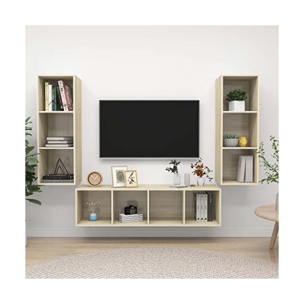 KEAAN Home Hardware Businese Meuble TV 3 pièces en chêne Sonoma