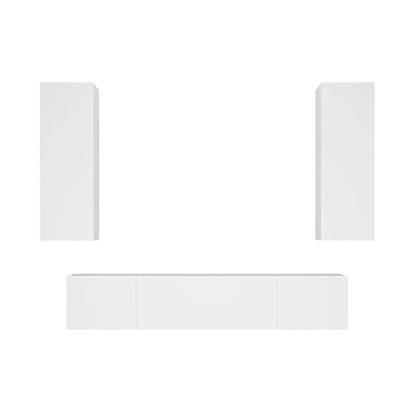 CBLDF Meuble TV 4 pièces en bois blanc