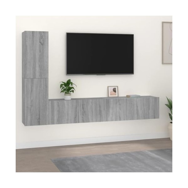 RAUGAJ Ensemble de 4 meubles TV et centres de divertissement - Gris Sonoma - Bois dingénierie