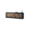 Tousmesmeubles Meuble TV 2 Portes 2 tiroirs Noir Mat/Bois fumé - Matera - L 210 x l 43 x H 66 cm - Neuf