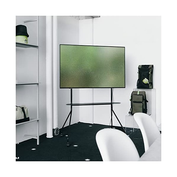 Pedestal Moon PRO Support TV roulant pour écran de 40 à 75 pouces | Support TV mobile avec roulettes pour salle de conférence