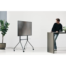 Pedestal Moon PRO Support TV roulant pour écran de 40 à 75 pouces | Support TV mobile avec roulettes pour salle de conférence