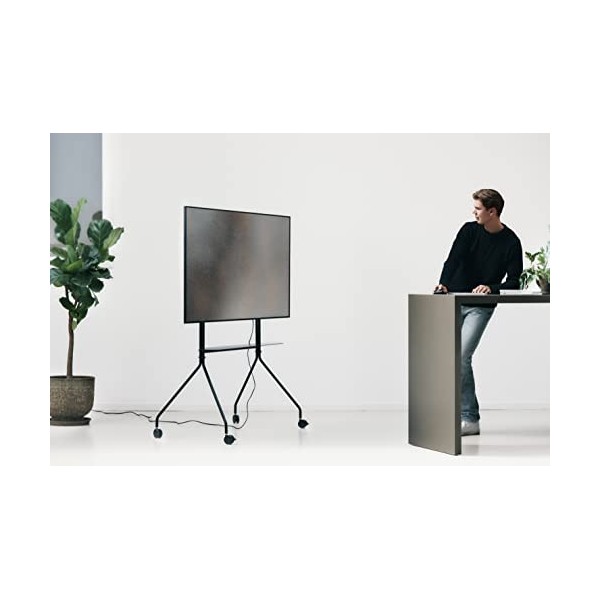Pedestal Moon PRO Support TV roulant pour écran de 40 à 75 pouces | Support TV mobile avec roulettes pour salle de conférence