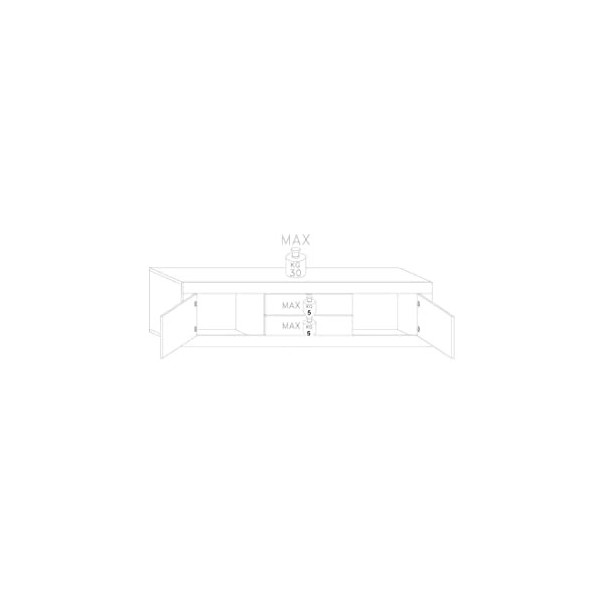 Tousmesmeubles Meuble TV 2 Portes 2 tiroirs Chêne Naturel/Blanc Neige - Matera - L 210 x l 43 x H 66 cm - Neuf