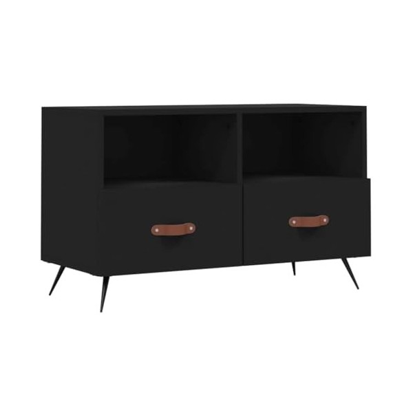 Meuble TV Noir 80x36x50 cm Bois dingénierie - Banc TV, Meuble TV Suspendu, Convient pour Salon ou Chambre