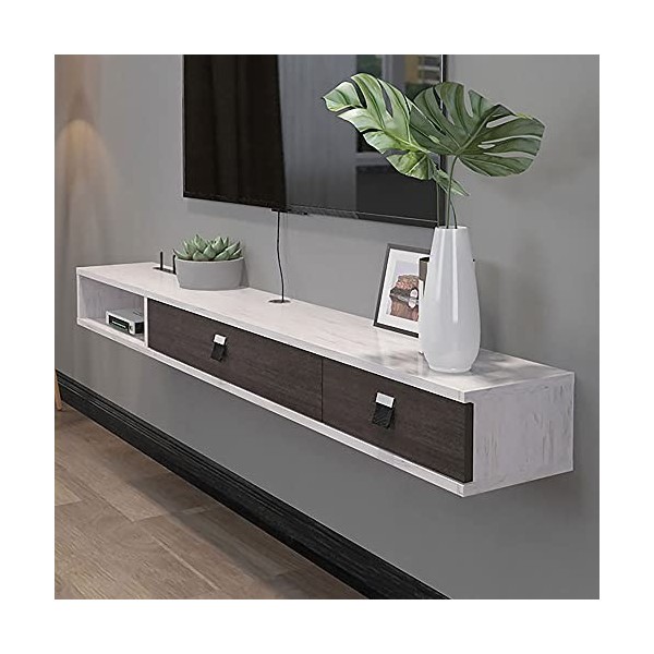 Meuble TV Suspendu, Étagère Flottante, Meuble TV Fixé Au Mur, Décodeur Satellite TV Box Câble Boîte De Rangement Rack pour Co