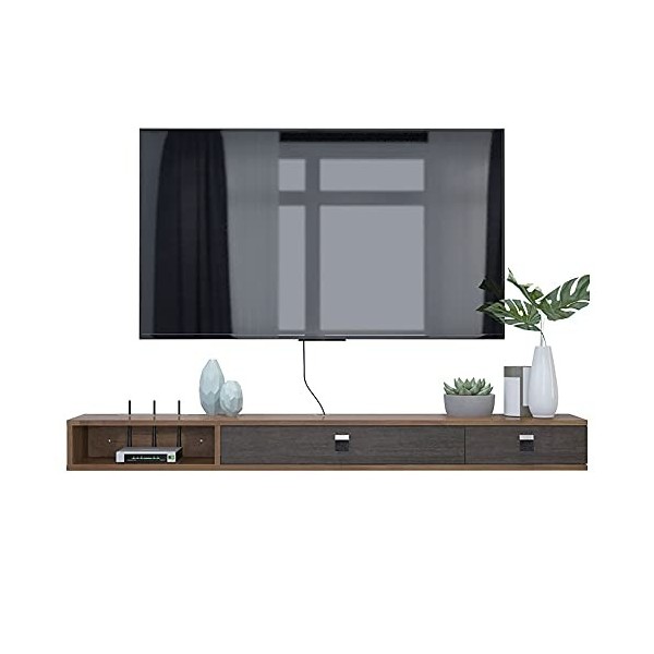 Meuble TV Suspendu, Étagère Flottante, Meuble TV Fixé Au Mur, Décodeur Satellite TV Box Câble Boîte De Rangement Rack pour Co