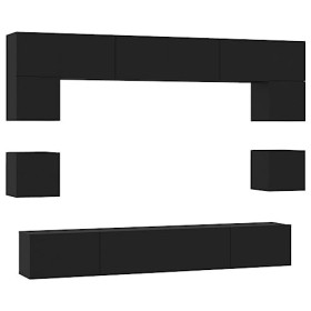 GuyAna Ensemble de Meubles TV 8 pcs Noir Bois dingénierie,Meuble TV Haut,Table Television Salon,Meuble Télé Haut