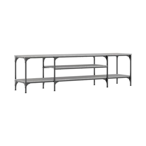 Meuble TV Sonoma Gris 161x35x45 cm Bois dingénierie et Fer - Banc TV, Meuble TV Suspendu, Convient pour Salon ou Chambre