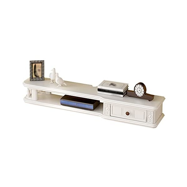 StrOux Meuble TV Flottant Meuble TV Flottant, étagère Murale en Bois avec tiroirs, pour Consoles de Jeux Stosatellite TV Box 