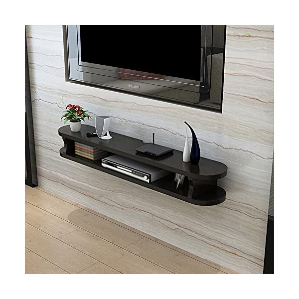 Meuble TV Flottant Meuble TV Flottant, Meuble TV Mural en Bois Ouvert à Deux étages avec Trou de Fil, pour Lecteur DVD Blu-Ra