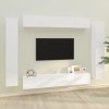 Camerina Ensemble de Meubles TV 8 pcs Blanc Brillant Bois dingénierie,Meuble TV,Table TV,Ensemble Meuble TV
