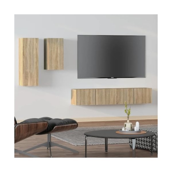 KEAAN Home Hardware Businese Meuble TV 4 pièces en chêne Sonoma
