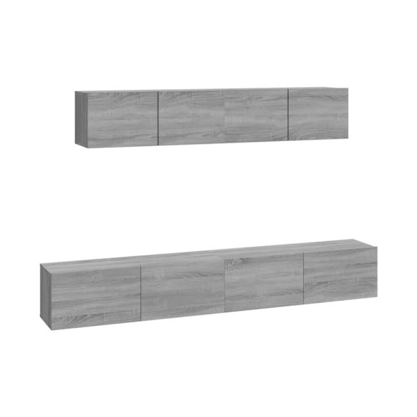 WOODEY Meuble TV 4 pièces Gris Sonoma Meuble en bois dingénierie
