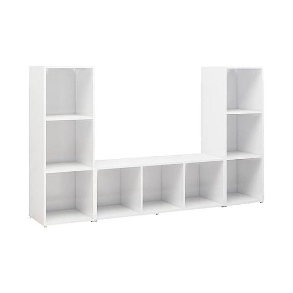 RAUGAJ Home Hardware Businese Lot de 3 meubles TV en bois Blanc brillant 107 x 35 x 37 cm