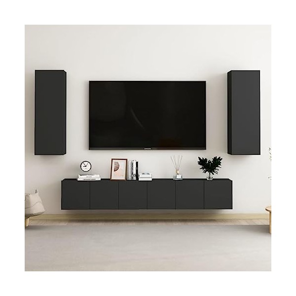 MATTUI Home Hardware Businese Meuble TV 5 pièces en bois Noir