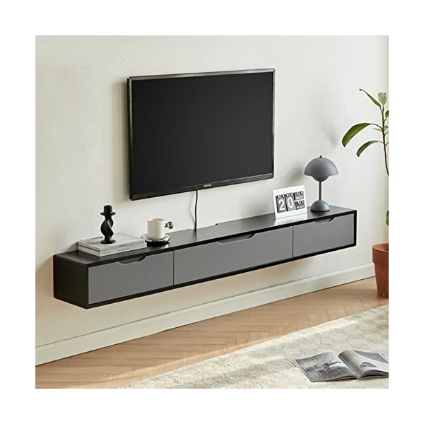 Meuble TV Mural Meuble TV Flottant Fixé au Mur - Meuble TV Suspendu en Bois Massif,120/140Cm Consoles Multimédia Rustiques Ta