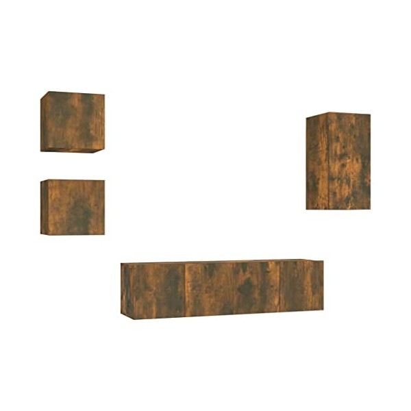 WOODEY Meuble TV 5 pièces en chêne fumé