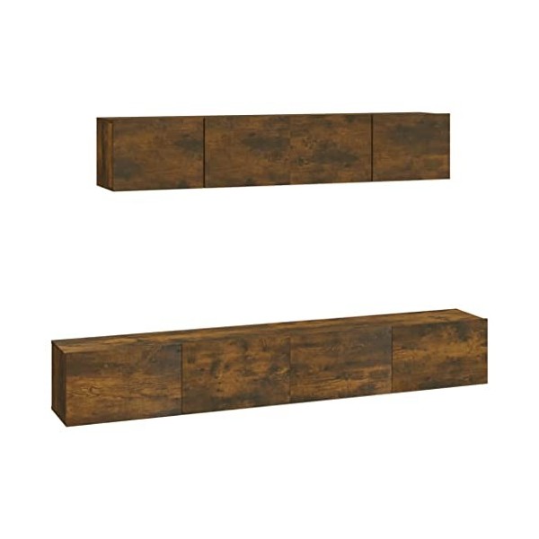 WOODEY Meuble TV 4 pièces en chêne fumé