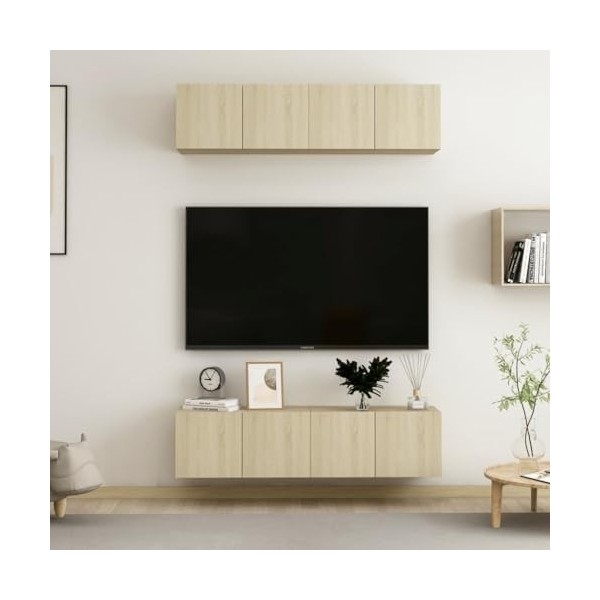 DIGBYS Meuble TV 4 pièces Chêne Sonoma 60 x 30 x 30 cm Bois dingénierie