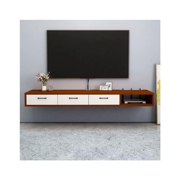 Meuble TV Banc TV Meuble TV mural flottant multifonctionnel en bois avec armoire de rangement et tiroir, meuble TV for chambr