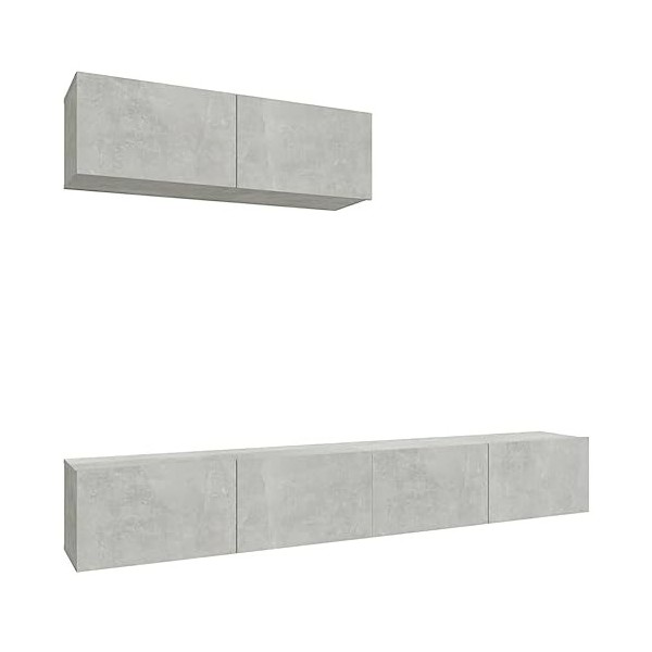 TALCUS Meuble TV 3 pièces en bois gris béton